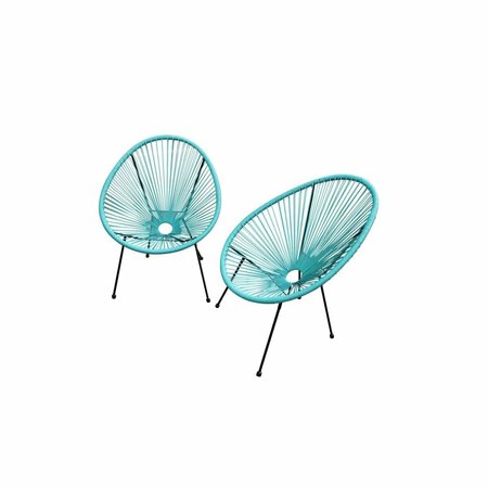 HOMEROOTS Teal Mod Indoor & Outdoor String Chairs Aqua & Marine - Set of 2 416239